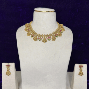 SSCH021 premium lakshmi lotus jadau nakshi choker necklace
