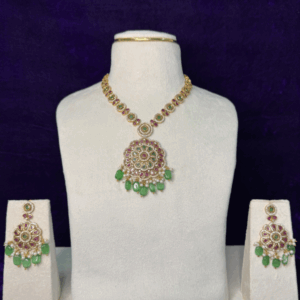 SSCHR004 premium green AD STONE necklace set